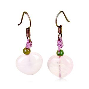 Adorable Rose Quartz Heart Gemstone Earrings